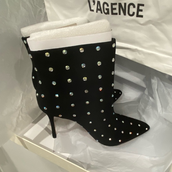 L’AGENCE Mariette Bootie II in BLACK IRIDESCENT - Picture 11 of 16